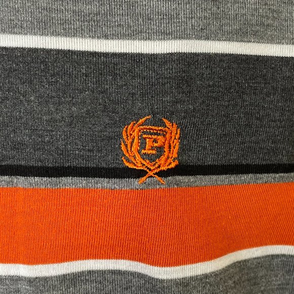 Vintage Phat Farm Men's 3XL Short Sleeve Orange Gray Stripe Polo Shirt 3X XXL - Picture 5 of 12
